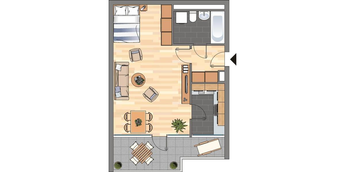 Etagenwohnung Oberhausen Alstaden - 1 Zimmer, 43 m&sup2;, 223&euro; | Angebot:26389124