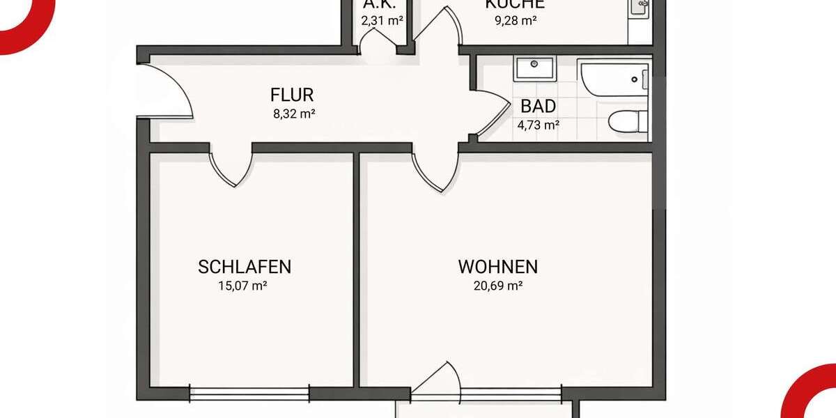 Wohnung zum Kaufen in Gelsenkirchen Horst 100.000 € 62.43 m² 2 zimmer