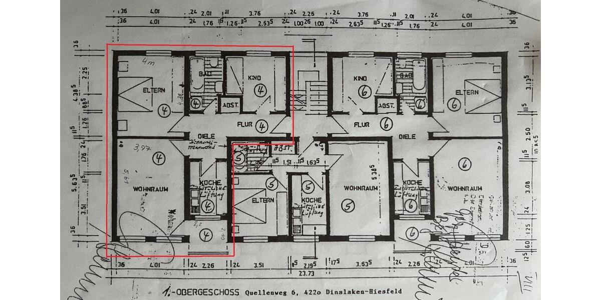 Etagenwohnung Dinslaken Hiesfeld - 3.5 Zimmer, 76 m&sup2;, 830&euro; | Angebot:26381679