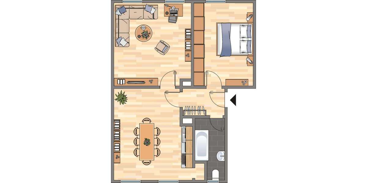 Etagenwohnung Dortmund Innenstadt Ost - 2 Zimmer, 51 m&sup2;, 467&euro; | Angebot:25659199