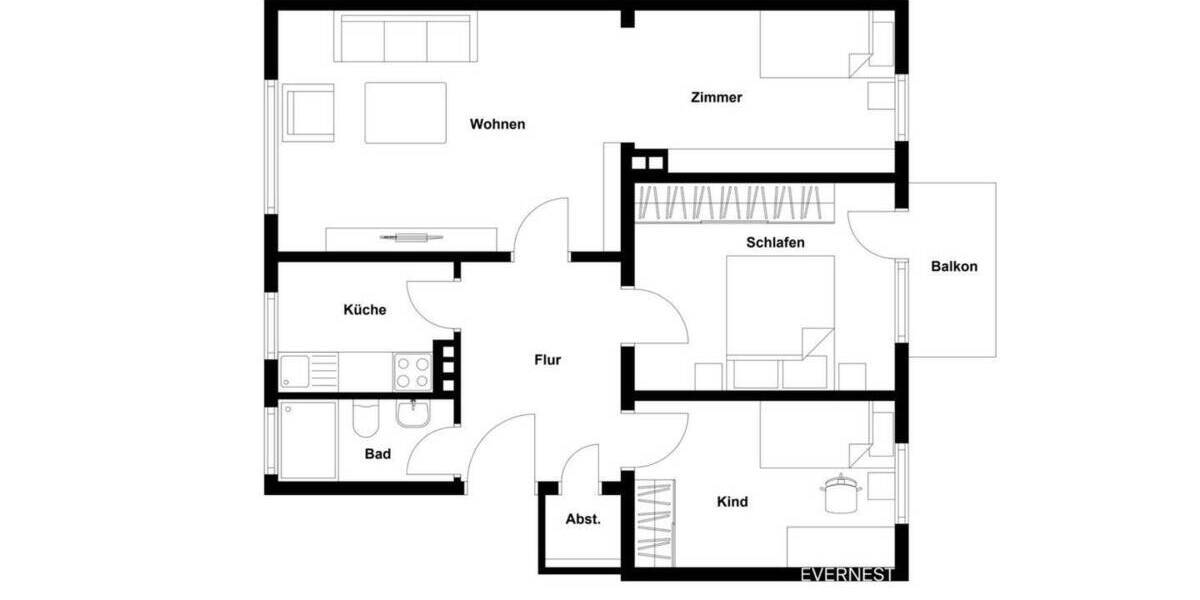 Etagenwohnung Essen Bredeney - 4 Zimmer, 81 m&sup2;, 269.000&euro; | Angebot:23958774