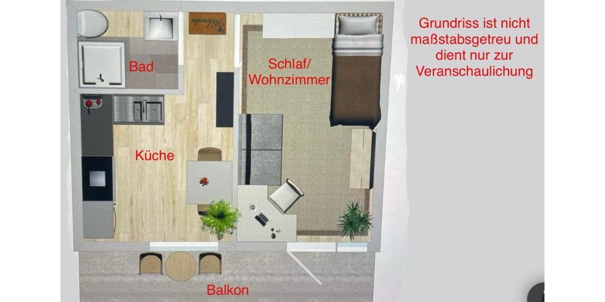 Etagenwohnung Herne Wanne-Bickern - 1 Zimmer, 33 m&sup2;, 290&euro; | Angebot:25416069