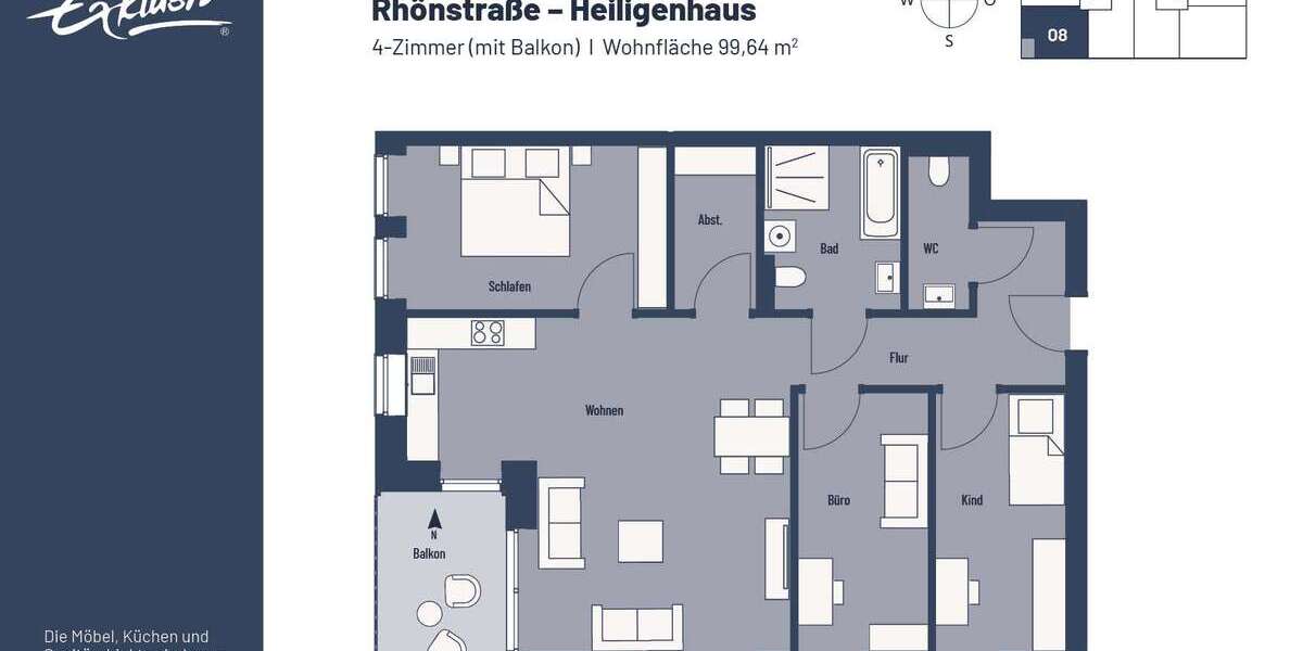 Etagenwohnung Heiligenhaus Oberilp - 4 Zimmer, 100 m&sup2;, 670&euro; | Angebot:25637171