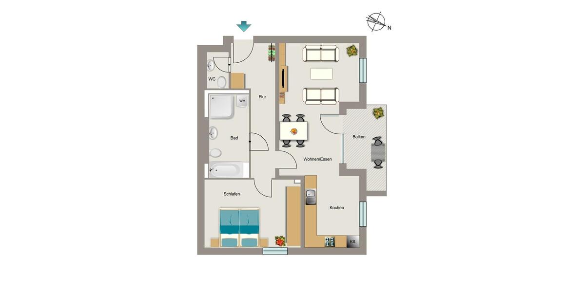 Etagenwohnung Bochum Wiemelhausen - 2 Zimmer, 76 m&sup2;, 1.027&euro; | Angebot:26170255