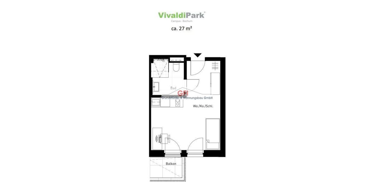 Etagenwohnung Bochum Laer - 2 Zimmer, 62 m&sup2;, 1.090&euro; | Angebot:26381526