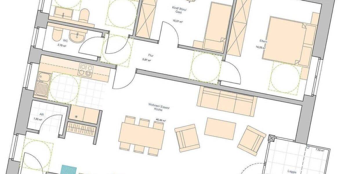 Etagenwohnung Dorsten Rhade - 3 Zimmer, 95 m&sup2;, 374.400&euro; | Angebot:23971079