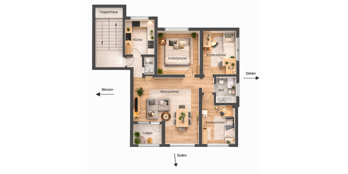 Etagenwohnung Oberhausen Biefang - 4 Zimmer, 96 m&sup2;, 950&euro; | Angebot:25514523