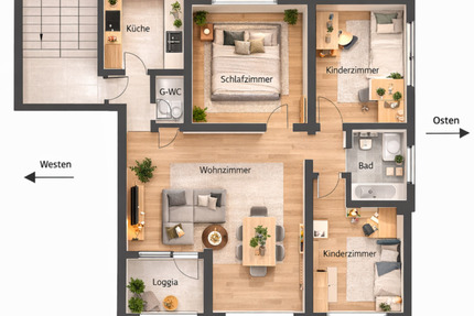 Wohnung Oberhausen Biefang - 4 Zimmer, 96 m&sup2;, 950&euro; | Angebot:25514523