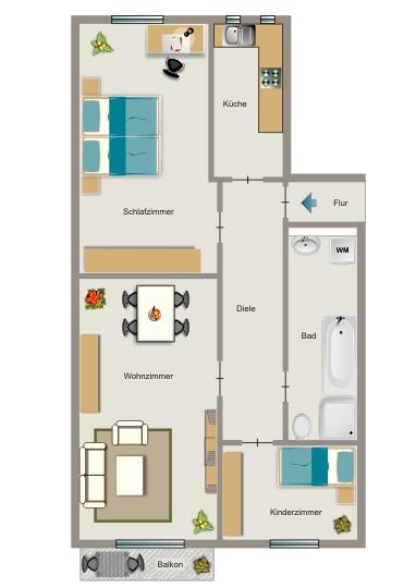 Etagenwohnung Gelsenkirchen Gelsenkirchen-Mitte - 3.5 Zimmer, 74 m&sup2;, 557&euro; | Angebot:26139290