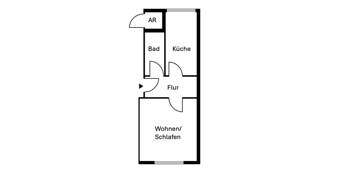 Erdgeschoßwohnung Duisburg Duisburg-Mitte - 1.5 Zimmer, 39 m&sup2;, 385&euro; | Angebot:25535332