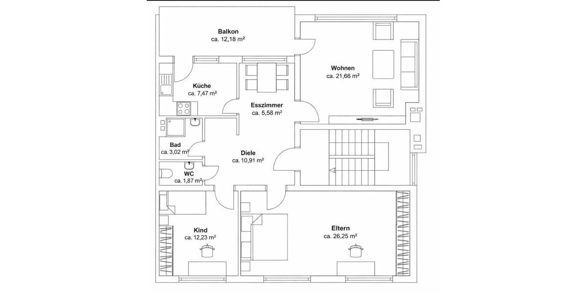 Etagenwohnung Wuppertal Arrenberg - 3 Zimmer, 100 m&sup2;, 230.000&euro; | Angebot:27440004