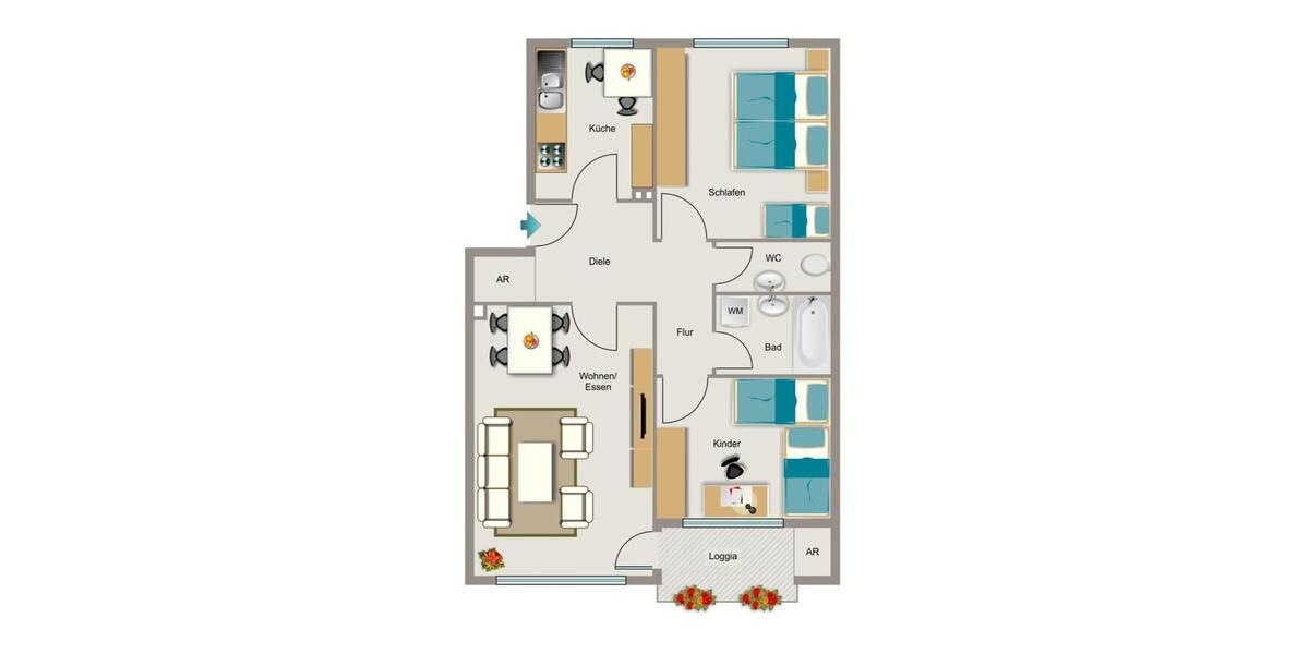 Etagenwohnung Duisburg Mittelmeiderich - 3.5 Zimmer, 71 m&sup2;, 583&euro; | Angebot:26329901