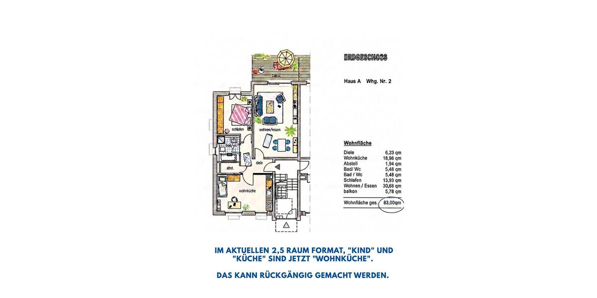 Hochparterre Mülheim an der Ruhr - 2.5 Zimmer, 83 m&sup2;, 259.000&euro; | Angebot:27024048