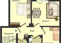 Charmante 3-Zimmer-Wohnung mit Duschbad, Laminat sowie tapeziert..