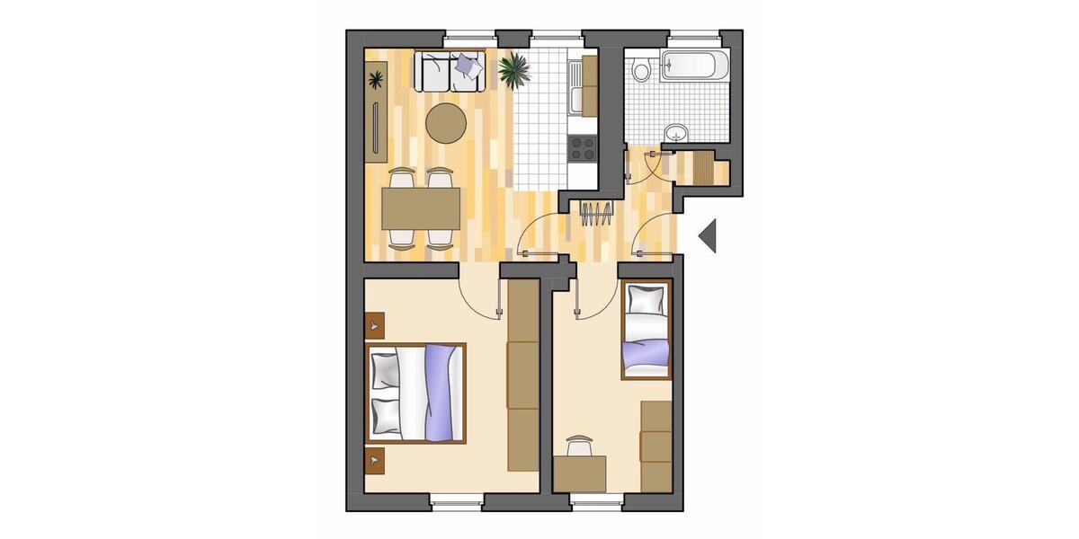 Erdgeschoßwohnung Gelsenkirchen Gelsenkirchen-Nord - 2 Zimmer, 50 m&sup2;, 359&euro; | Angebot:26096189