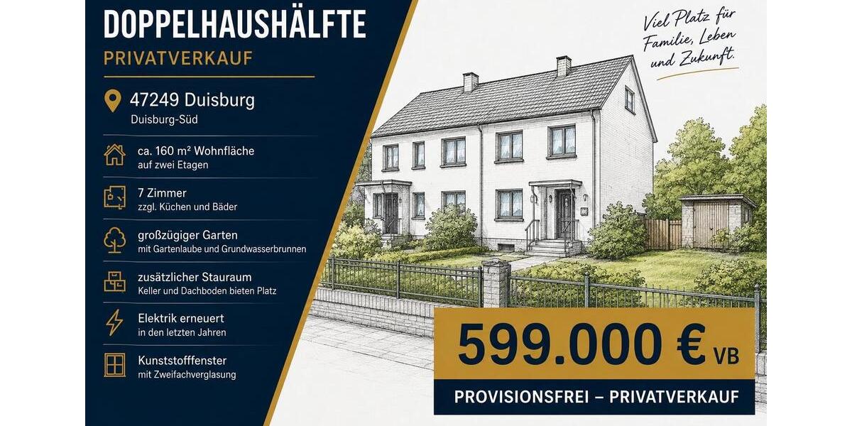 Doppelhaushälfte Duisburg Angerhausen - 7 Zimmer, 160 m&sup2;, 599.000&euro; | Angebot:27278051