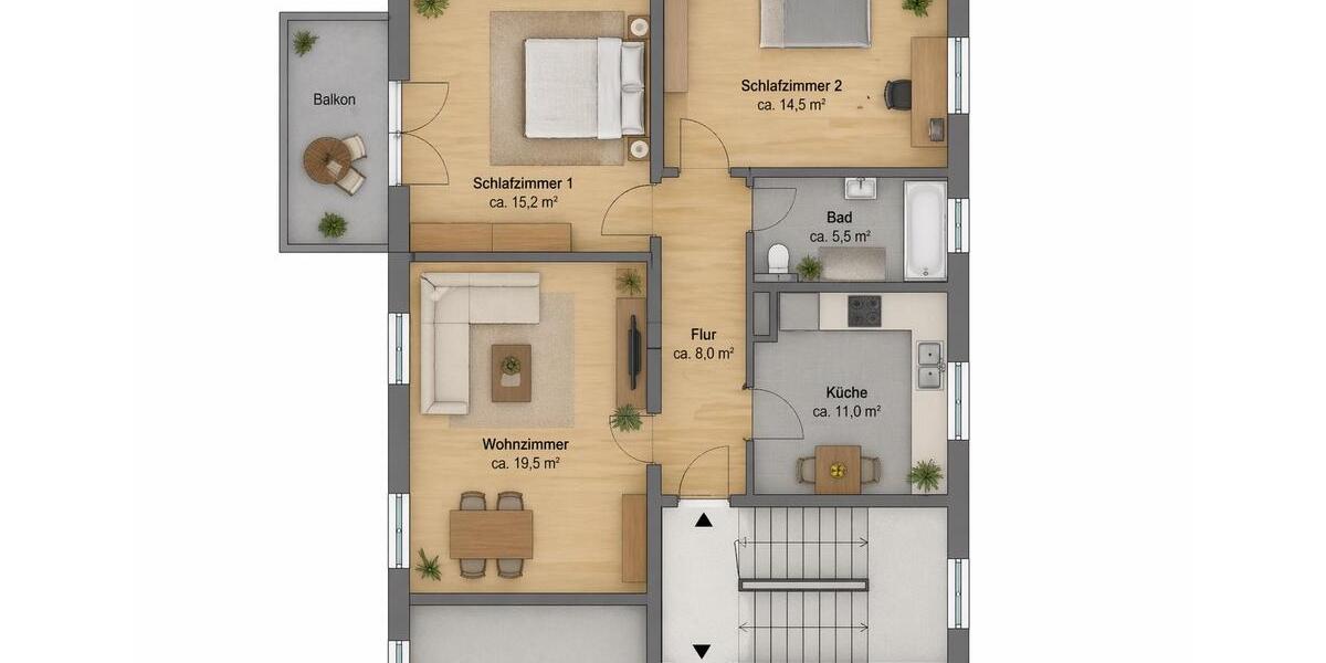 Terrassenwohnung Marl - 4 Zimmer, 86 m&sup2;, 739&euro; | Angebot:26250345