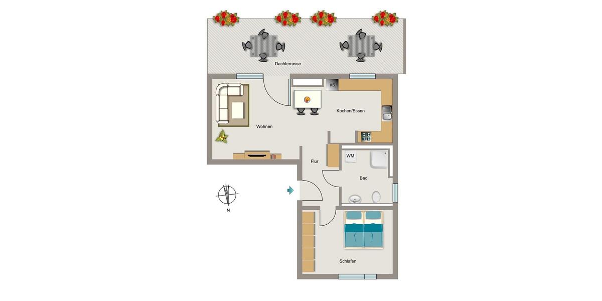 Etagenwohnung Bochum Wiemelhausen - 2 Zimmer, 58 m&sup2;, 866&euro; | Angebot:26433784