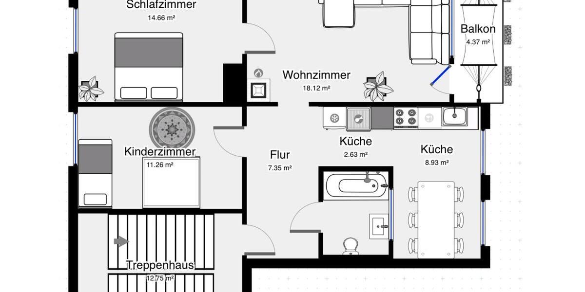 Etagenwohnung Duisburg Angerhausen - 3.5 Zimmer, 70 m&sup2;, 199.990&euro; | Angebot:26825704