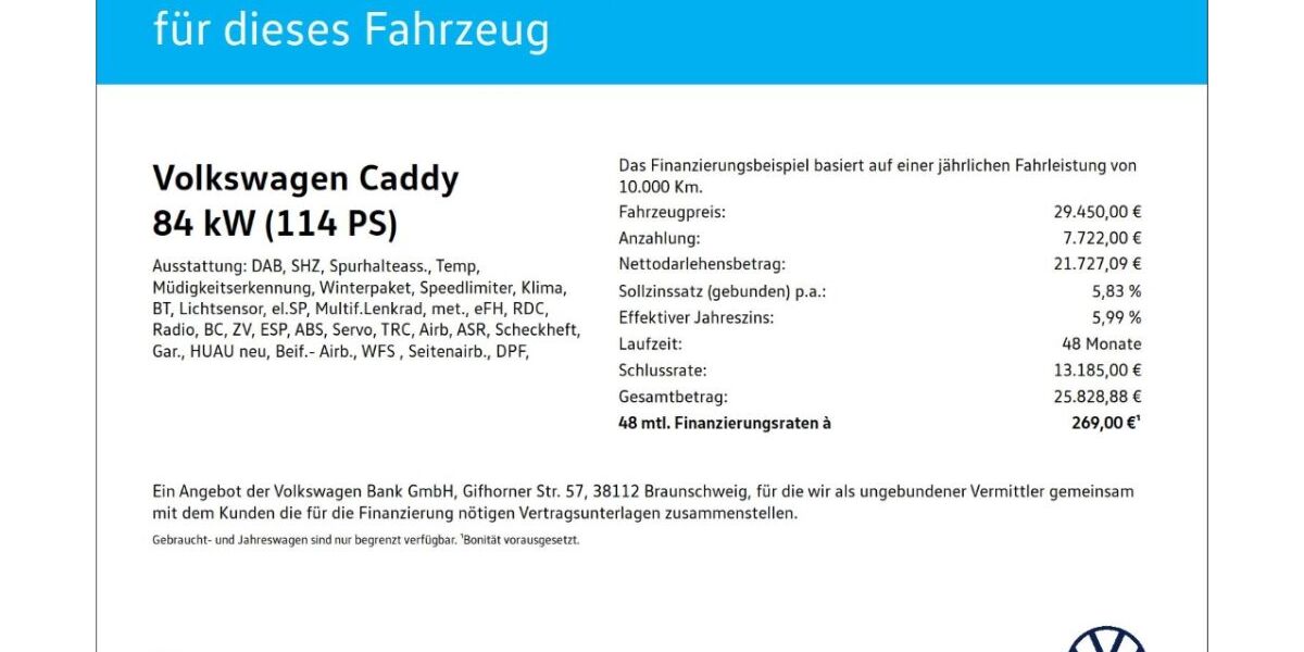 VW Caddy 11.740 km 29.450 &euro; Wuppertal 42109