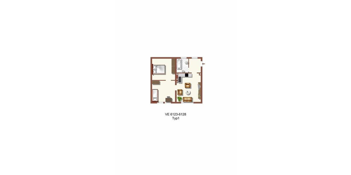 Erdgeschoßwohnung Duisburg Huckingen - 2 Zimmer, 55 m&sup2;, 509&euro; | Angebot:26180116