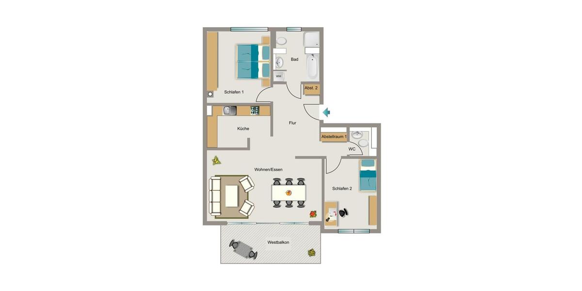 Etagenwohnung Dortmund Hörde - 3.5 Zimmer, 96 m&sup2;, 1.423&euro; | Angebot:25857590