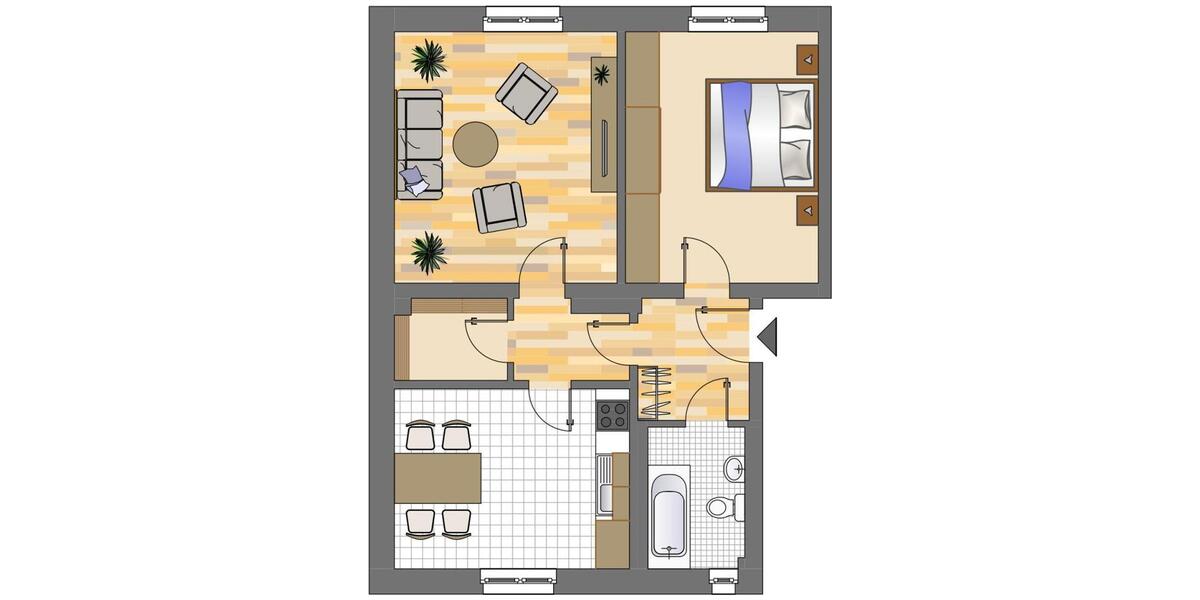 Erdgeschoßwohnung Dortmund Huckarde - 2 Zimmer, 61 m&sup2;, 462&euro; | Angebot:23557021