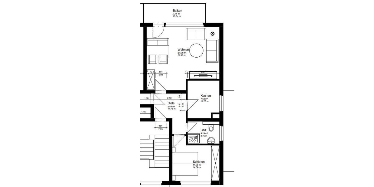 Etagenwohnung Essen Stadtbezirk III - 2 Zimmer, 60 m&sup2;, 850&euro; | Angebot:26384341