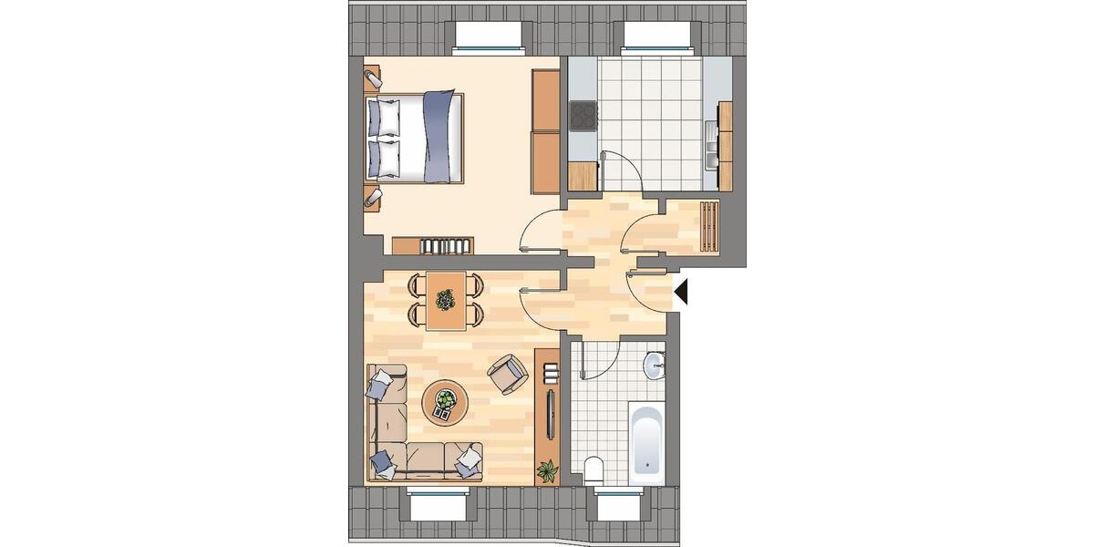 Etagenwohnung Dortmund Huckarde - 2.5 Zimmer, 52 m&sup2;, 435&euro; | Angebot:26270289