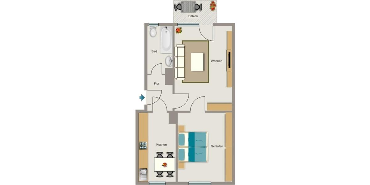 Erdgeschoßwohnung Essen Stadtbezirk III - 2.5 Zimmer, 51 m&sup2;, 436&euro; | Angebot:26358545