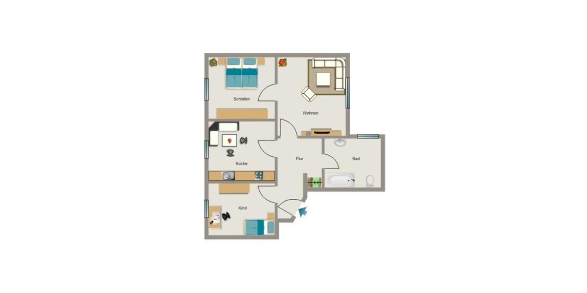 Erdgeschoßwohnung Duisburg Hamborn - 3.5 Zimmer, 71 m&sup2;, 408&euro; | Angebot:26627534