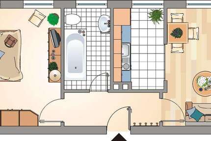 Wohnung Recklinghausen Grullbad - 2 Zimmer, 45 m&sup2;, 195&euro; | Angebot:26393001