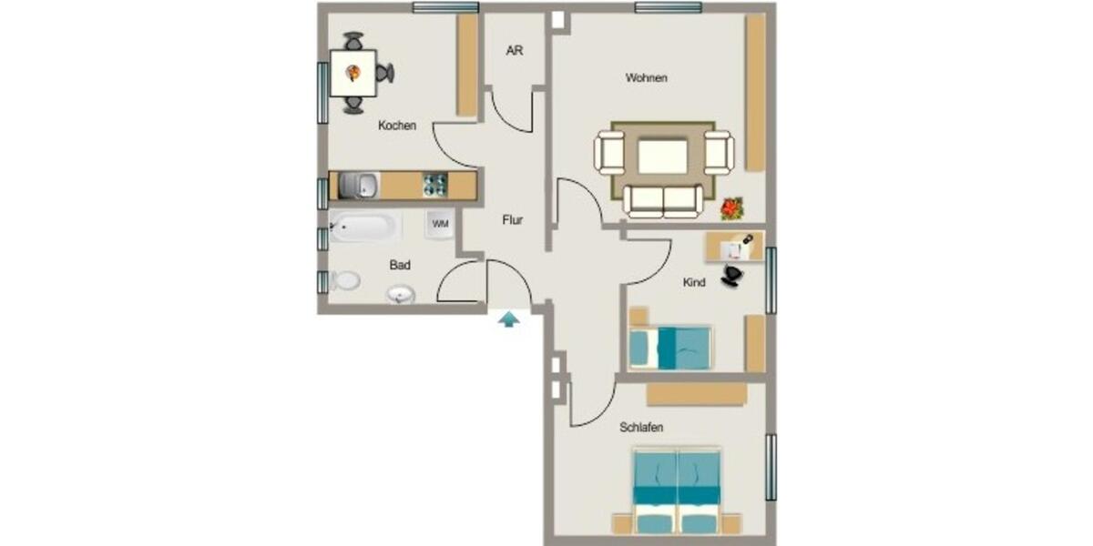 Etagenwohnung Dinslaken Lohberg - 3.5 Zimmer, 64 m&sup2;, 449&euro; | Angebot:26243193