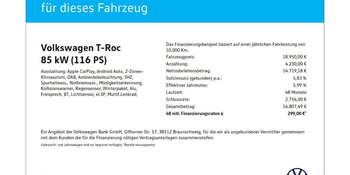 VW T-Roc 35.801 km 18.950 &euro; Wuppertal 42109