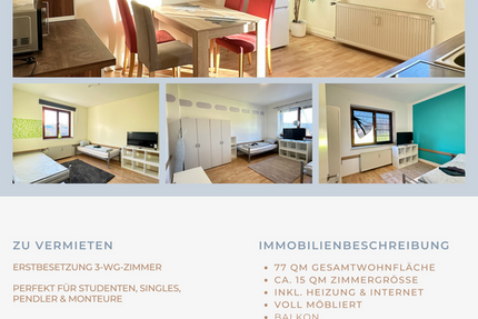Zimmer Duisburg Mittelmeiderich - 3 Zimmer, 500&euro; | Angebot:26897938