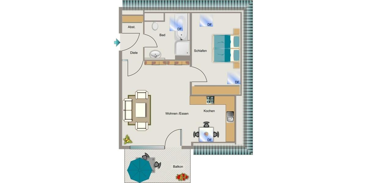 Dachgeschoßwohnung Gelsenkirchen Gelsenkirchen-West - 2.5 Zimmer, 49 m&sup2;, 526&euro; | Angebot:26329886