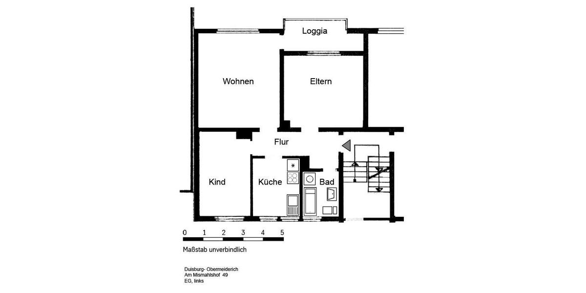 Erdgeschoßwohnung Duisburg Mittelmeiderich - 3 Zimmer, 66 m&sup2;, 579&euro; | Angebot:25258295