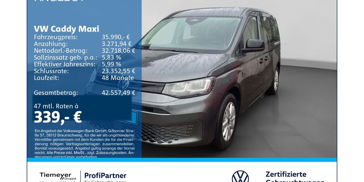 VW Caddy Maxi 1.696 km 35.420 &euro; Recklinghausen 45663