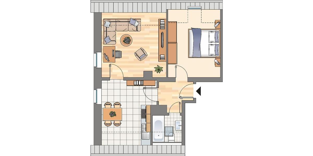 Dachgeschoßwohnung Witten Annen - 2 Zimmer, 48 m&sup2;, 359&euro; | Angebot:25420133