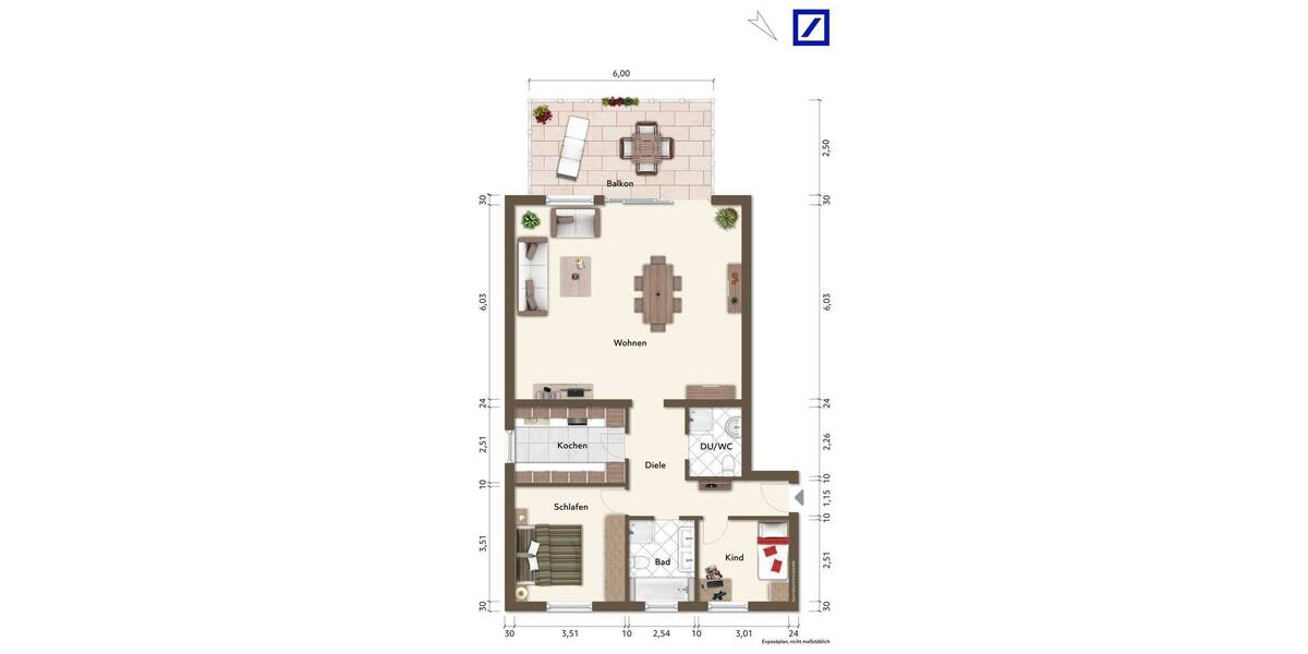 Etagenwohnung Dortmund Hombruch - 3 Zimmer, 100 m&sup2;, 1.250&euro; | Angebot:26826252