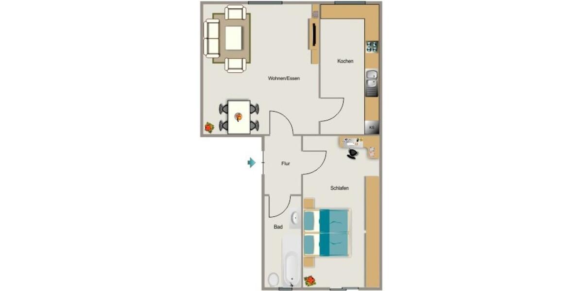 Etagenwohnung Dinslaken Lohberg - 2.5 Zimmer, 47 m&sup2;, 306&euro; | Angebot:25409532