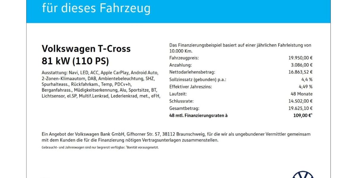 VW T-Cross 30.030 km 19.950 &euro; Wuppertal 42109