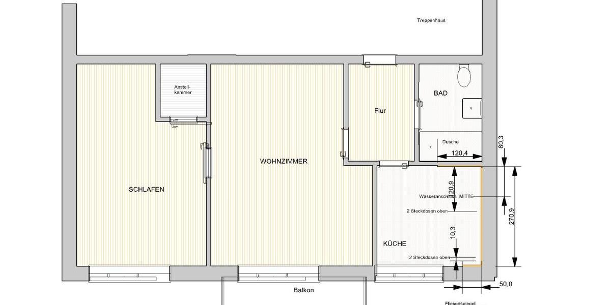Etagenwohnung Duisburg Duisburg-Mitte - 2 Zimmer, 56 m&sup2;, 560&euro; | Angebot:26122201