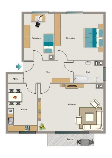 Erdgeschoßwohnung Marl - 3.5 Zimmer, 62 m&sup2;, 550&euro; | Angebot:26306066