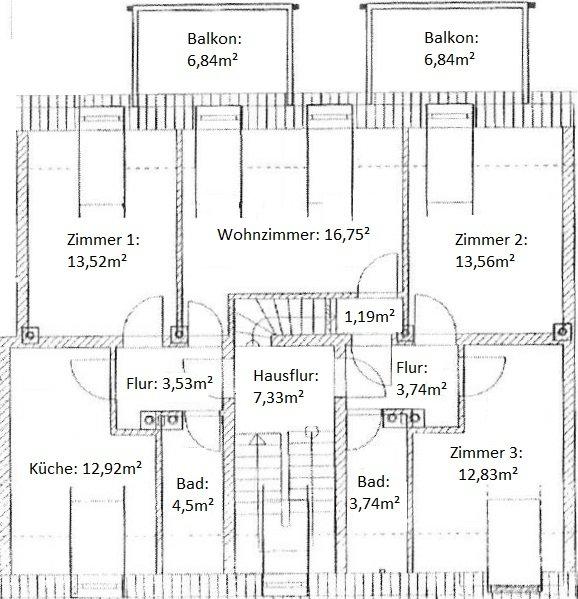 Dachgeschoßwohnung Recklinghausen - 4.5 Zimmer, 93 m&sup2;, 229.000&euro; | Angebot:27113674
