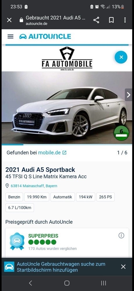 Audi A5 28.000 km 45.000 € Witten 58452