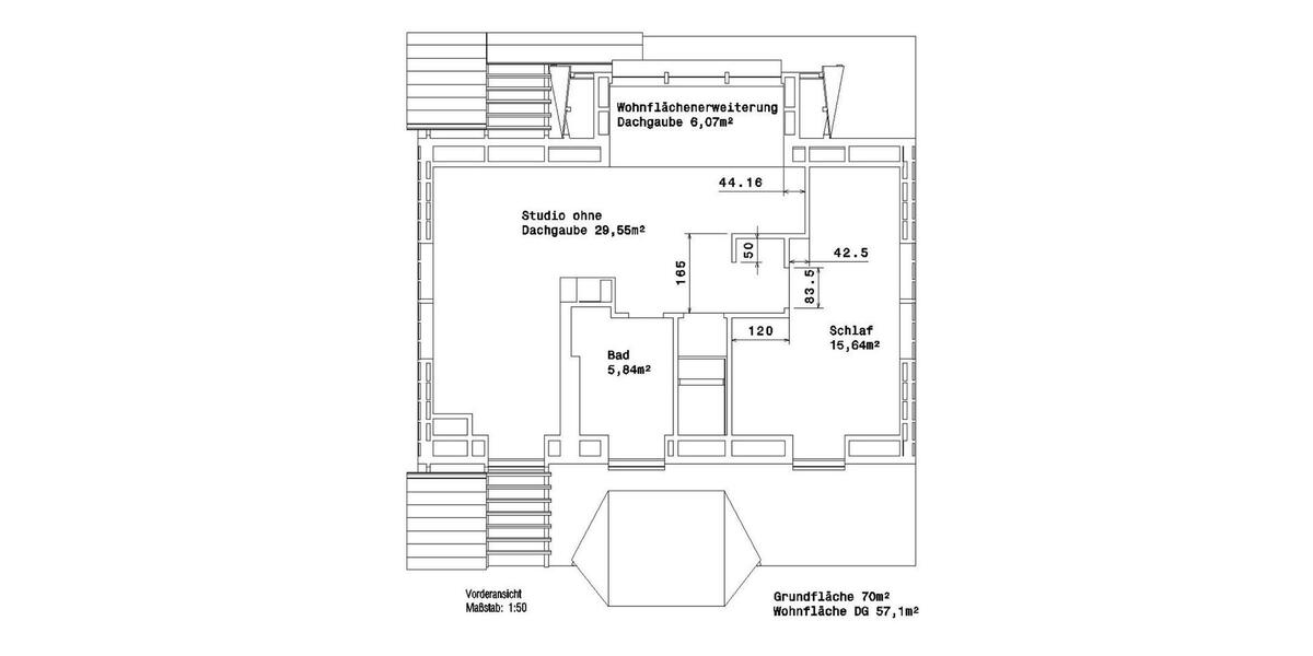 Dachgeschoßwohnung Wuppertal Eckbusch - 2 Zimmer, 60 m&sup2;, 620&euro; | Angebot:25407465