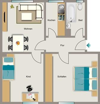 Erdgeschoßwohnung Gelsenkirchen Gelsenkirchen-Mitte - 3.5 Zimmer, 57 m&sup2;, 380&euro; | Angebot:26042966