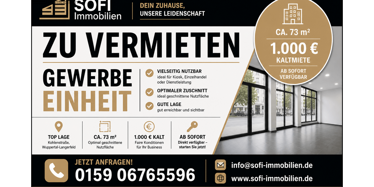 Gewerbeobjekt Wuppertal Gemarkung Langerfeld - 800&euro; | Angebot:27338387