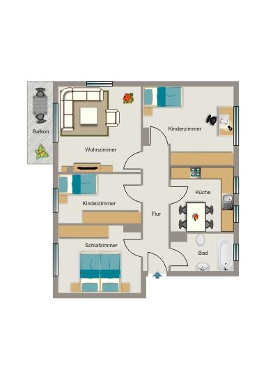Erdgeschoßwohnung Oer-Erkenschwick Erkenschwick - 4.5 Zimmer, 79 m&sup2;, 673&euro; | Angebot:26202321